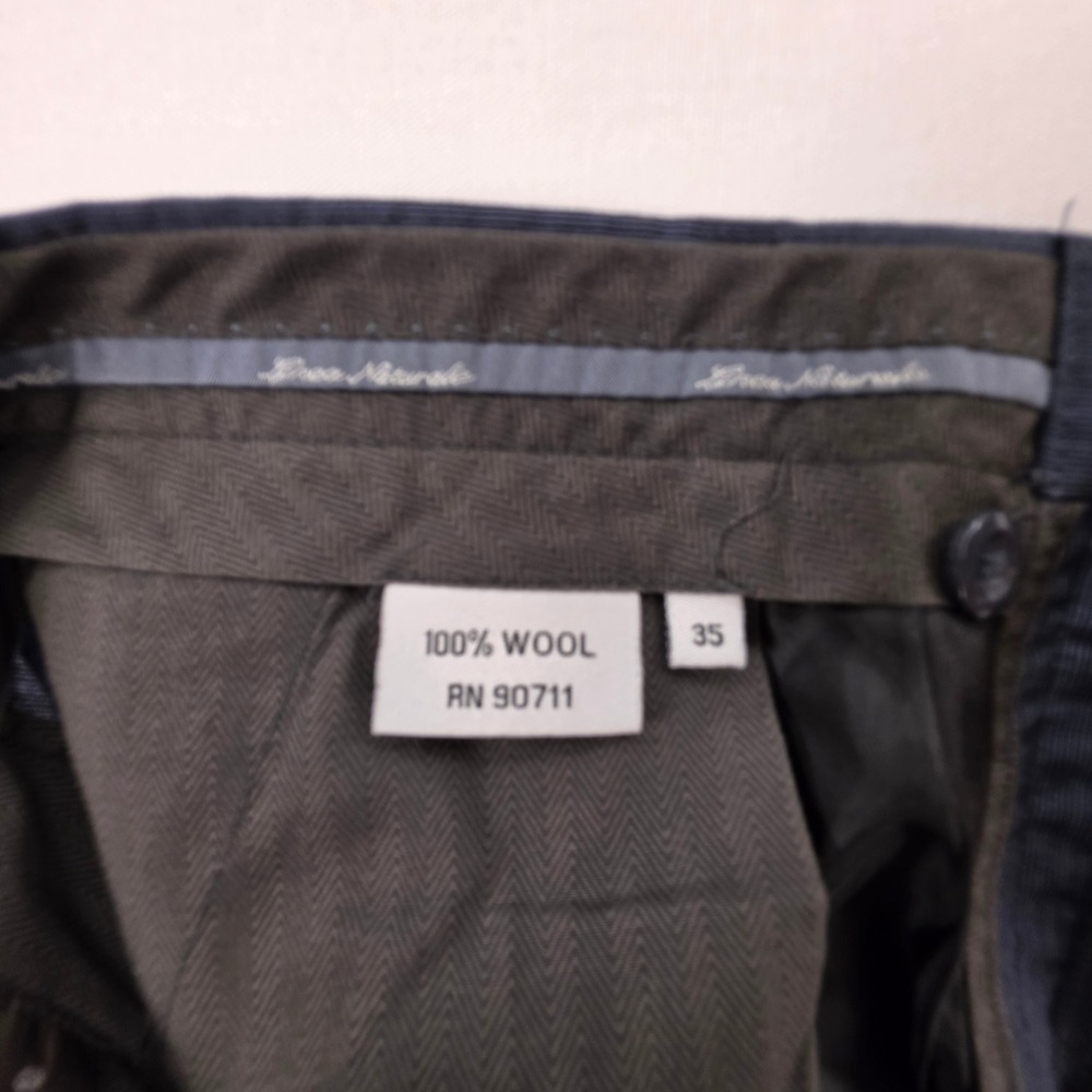 Linea Naturale Mens 35 Blue 100% Wool Textured Flat Front Dress Pants Trousers - Picture 4 of 11